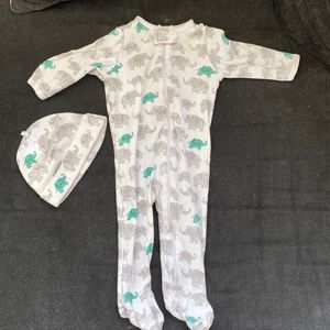 Elephant Zip Pajamas Footie w Hat